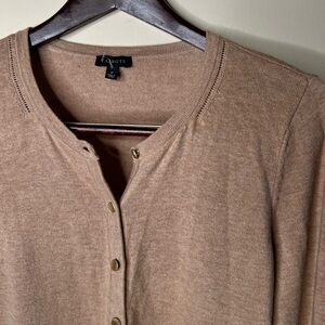 New Talbots Cashmere Cotton Blend Brown Button Cardigan. Luxury. Women’s Small